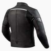 Giacca Mile, una giacca in pelle con rete 3D per ventilazione. Colore Nero-Rosso. Di REV'IT!.